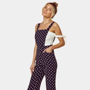 Blue Life Overalls with cute floral. Like new.